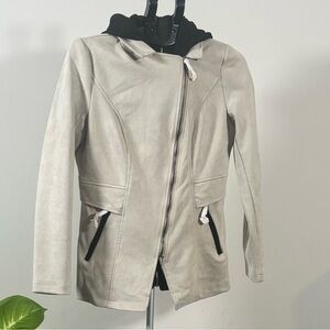 DownEast Faux Suede Jacket with Removable Hoodie – Size Large